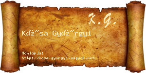 Kósa Györgyi névjegykártya